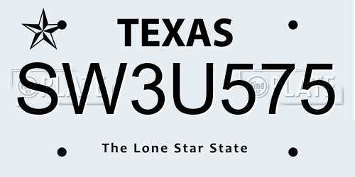 SW3U575 Texas License Plate