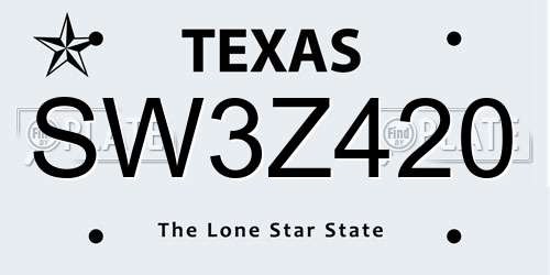 SW3Z420 Texas License Plate