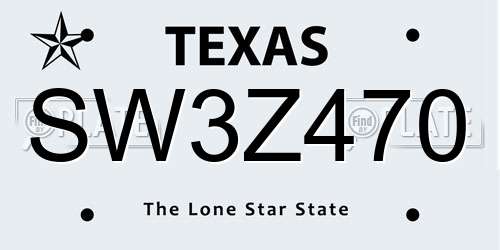 SW3Z470 Texas License Plate