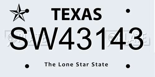 SW43143 Texas License Plate
