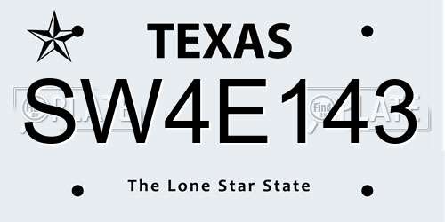 SW4E143 Texas License Plate