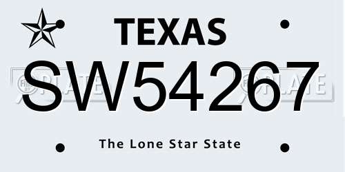 SW54267 Texas License Plate