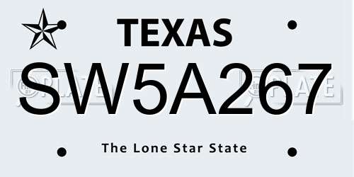 SW5A267 Texas License Plate