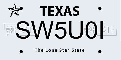SW5U0I Texas License Plate