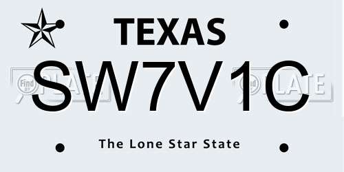 SW7V1C Texas License Plate