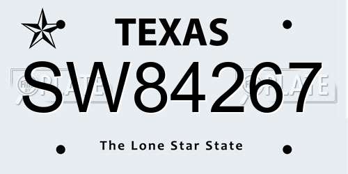 SW84267 Texas License Plate