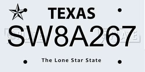 SW8A267 Texas License Plate