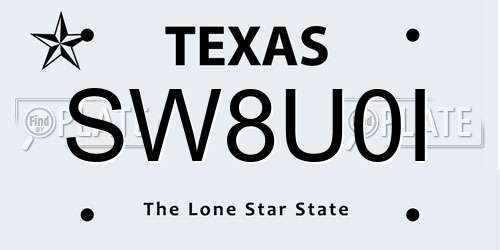 SW8U0I Texas License Plate