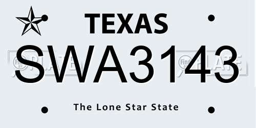SWA3143 Texas License Plate