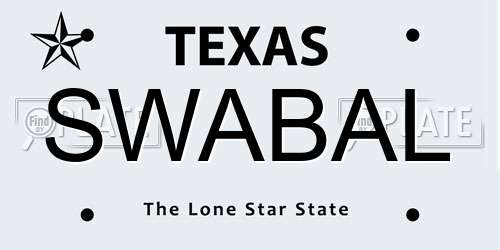 SWABAL Texas License Plate