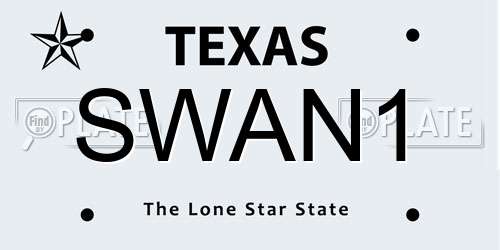 SWAN1 Texas License Plate