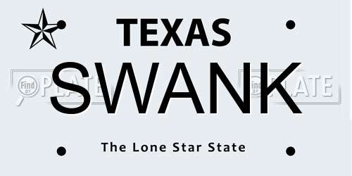 SWANK Texas License Plate