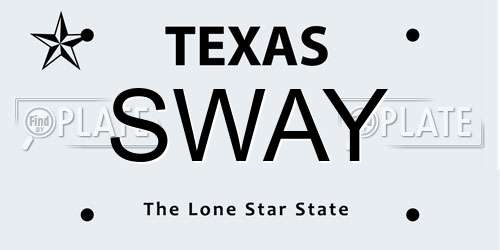 SWAY Texas License Plate