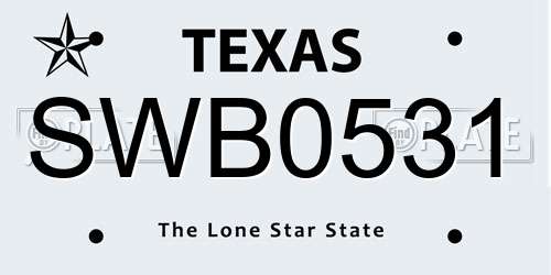 SWB0531 Texas License Plate