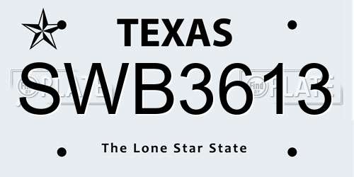 SWB3613 Texas License Plate