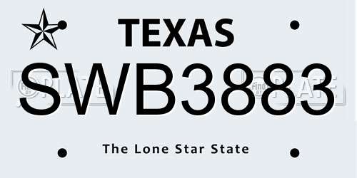 SWB3883 Texas License Plate