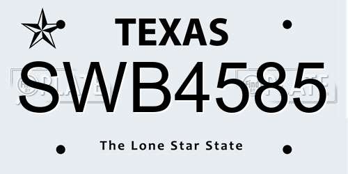 SWB4585 Texas License Plate