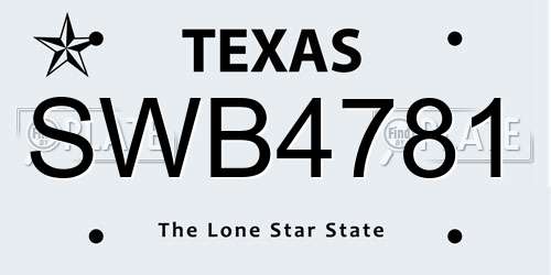 SWB4781 Texas License Plate