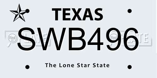 SWB496 Texas License Plate