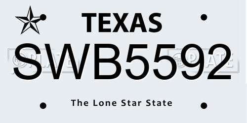 SWB5592 Texas License Plate