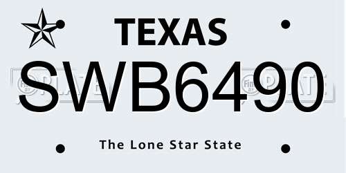 SWB6490 Texas License Plate