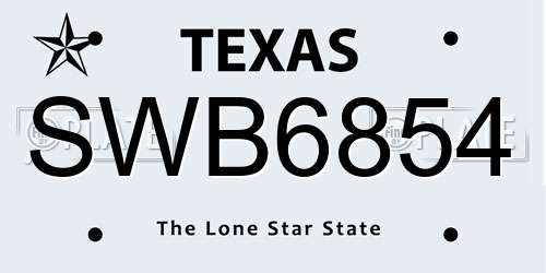 SWB6854 Texas License Plate