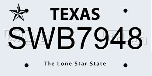 SWB7948 Texas License Plate