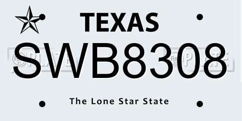 SWB8308 Texas License Plate