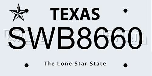 SWB8660 Texas License Plate