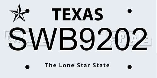 SWB9202 Texas License Plate