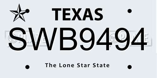 SWB9494 Texas License Plate