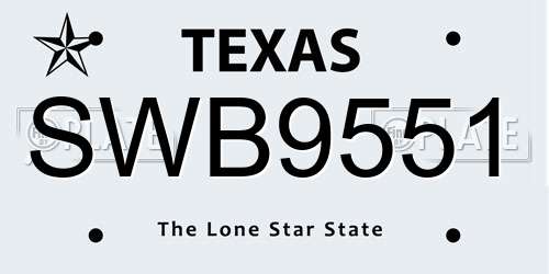 SWB9551 Texas License Plate