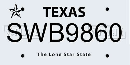 SWB9860 Texas License Plate