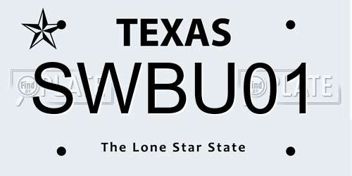 SWBU01 Texas License Plate