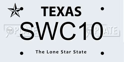 SWC10 Texas License Plate