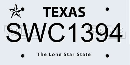 SWC1394 Texas License Plate
