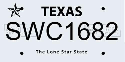SWC1682 Texas License Plate