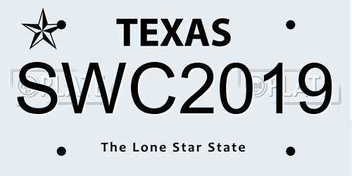 SWC2019 Texas License Plate