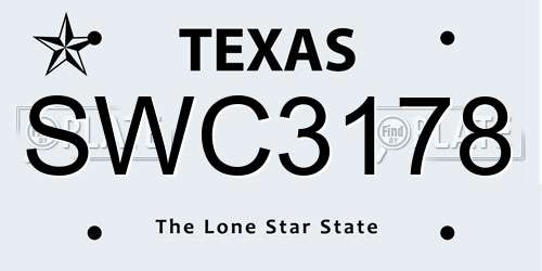 SWC3178 Texas License Plate