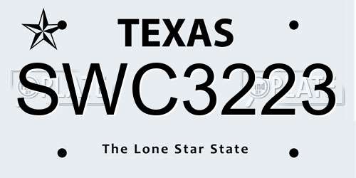SWC3223 Texas License Plate