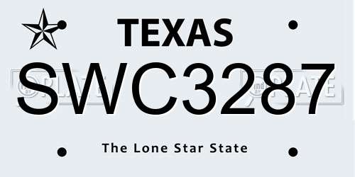 SWC3287 Texas License Plate