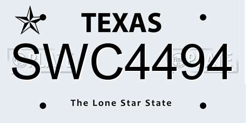 SWC4494 Texas License Plate