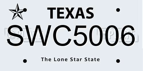 SWC5006 Texas License Plate