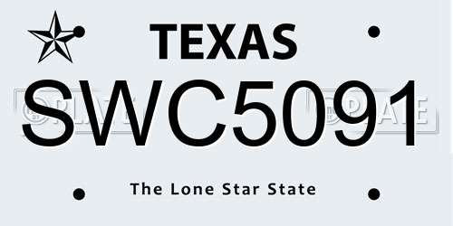 SWC5091 Texas License Plate