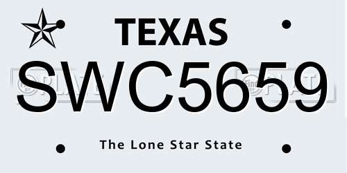 SWC5659 Texas License Plate