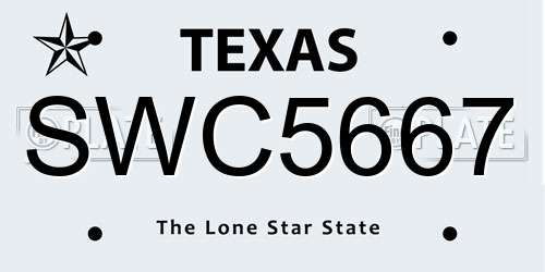 SWC5667 Texas License Plate