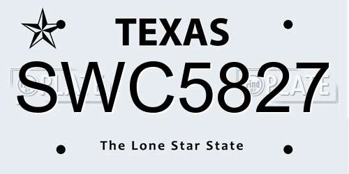 SWC5827 Texas License Plate