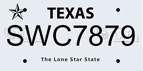 SWC7879 Texas License Plate