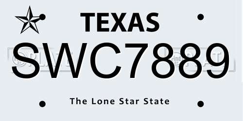 SWC7889 Texas License Plate