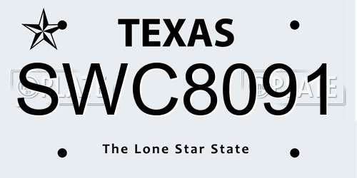 SWC8091 Texas License Plate